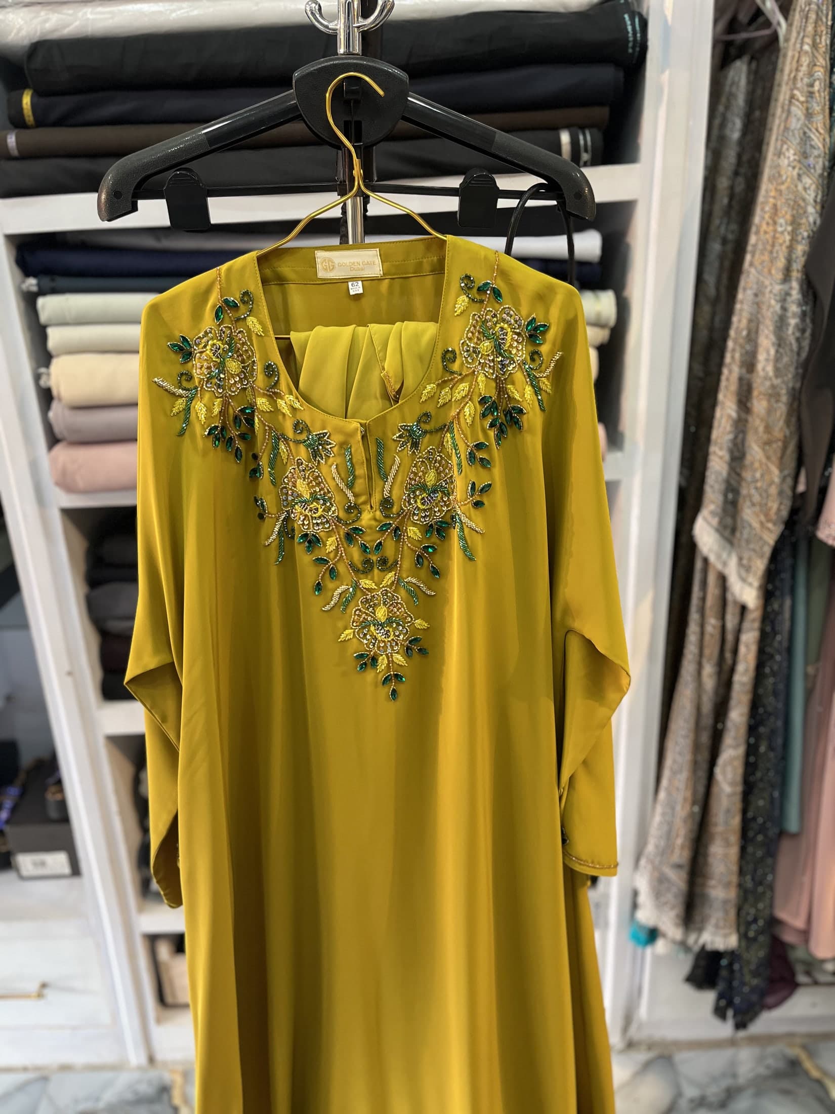 Mustard Gold Embellished Abaya