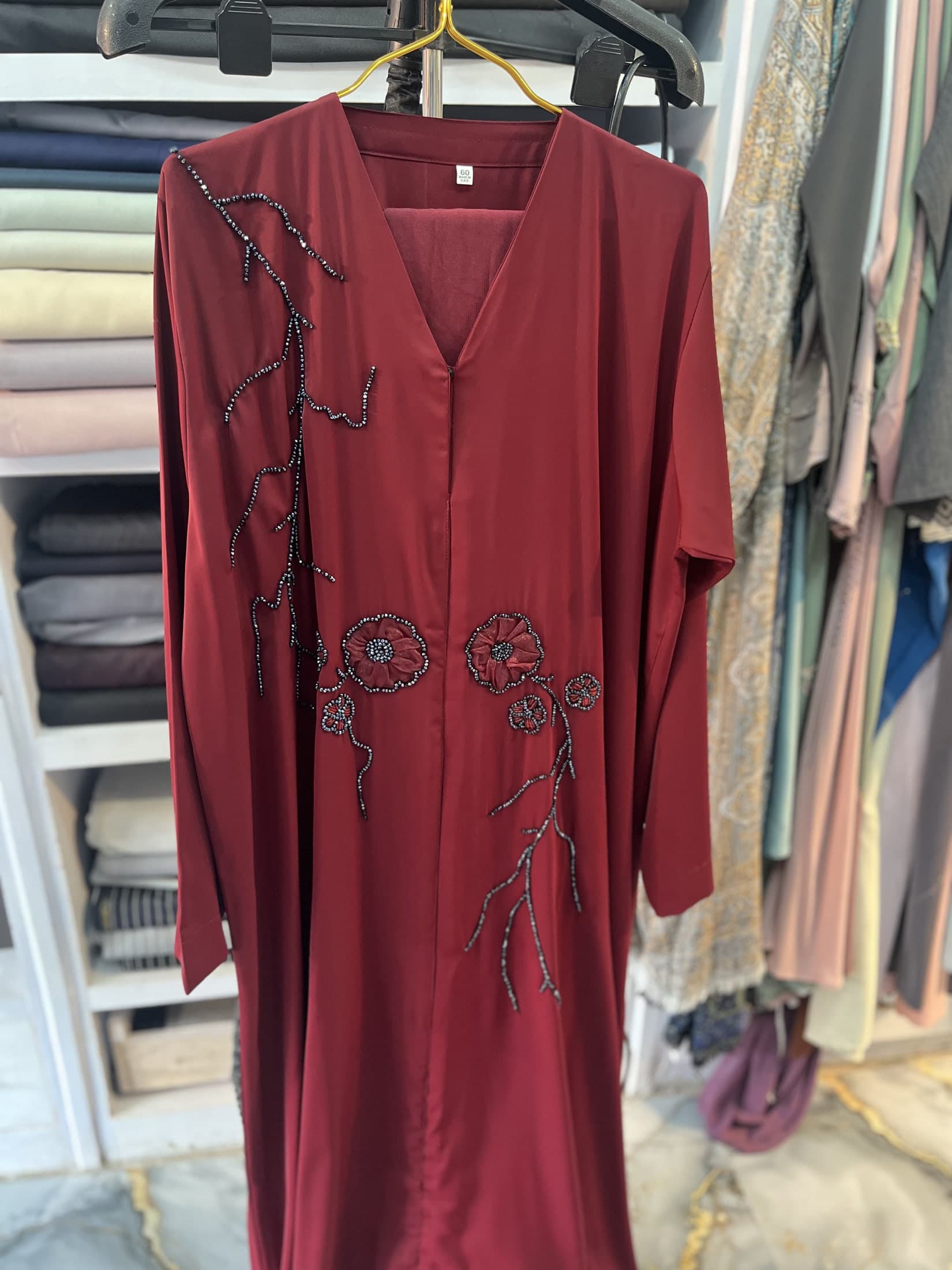 Maroon Embellished Abaya