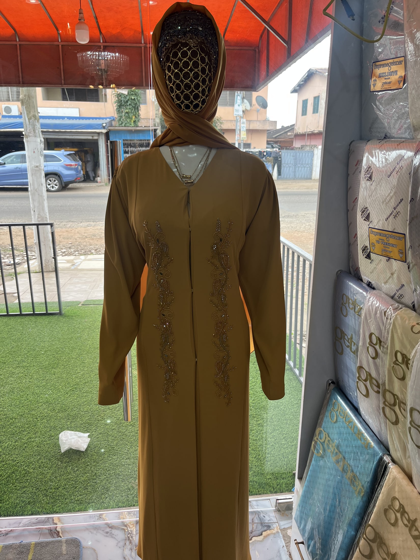 Mustard Gold Embellished Abaya