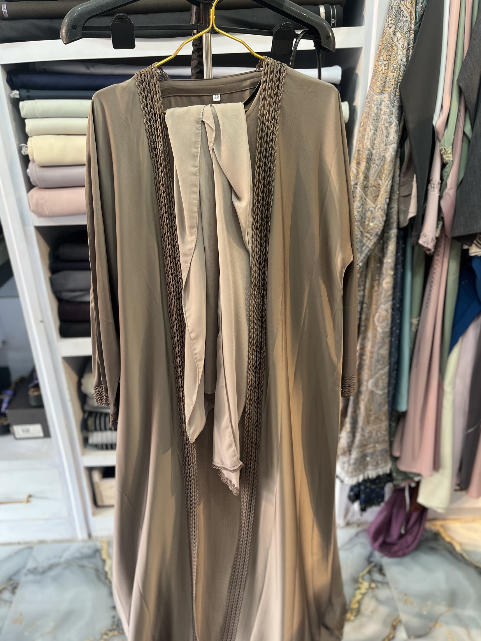Taupe Embellished Abaya
