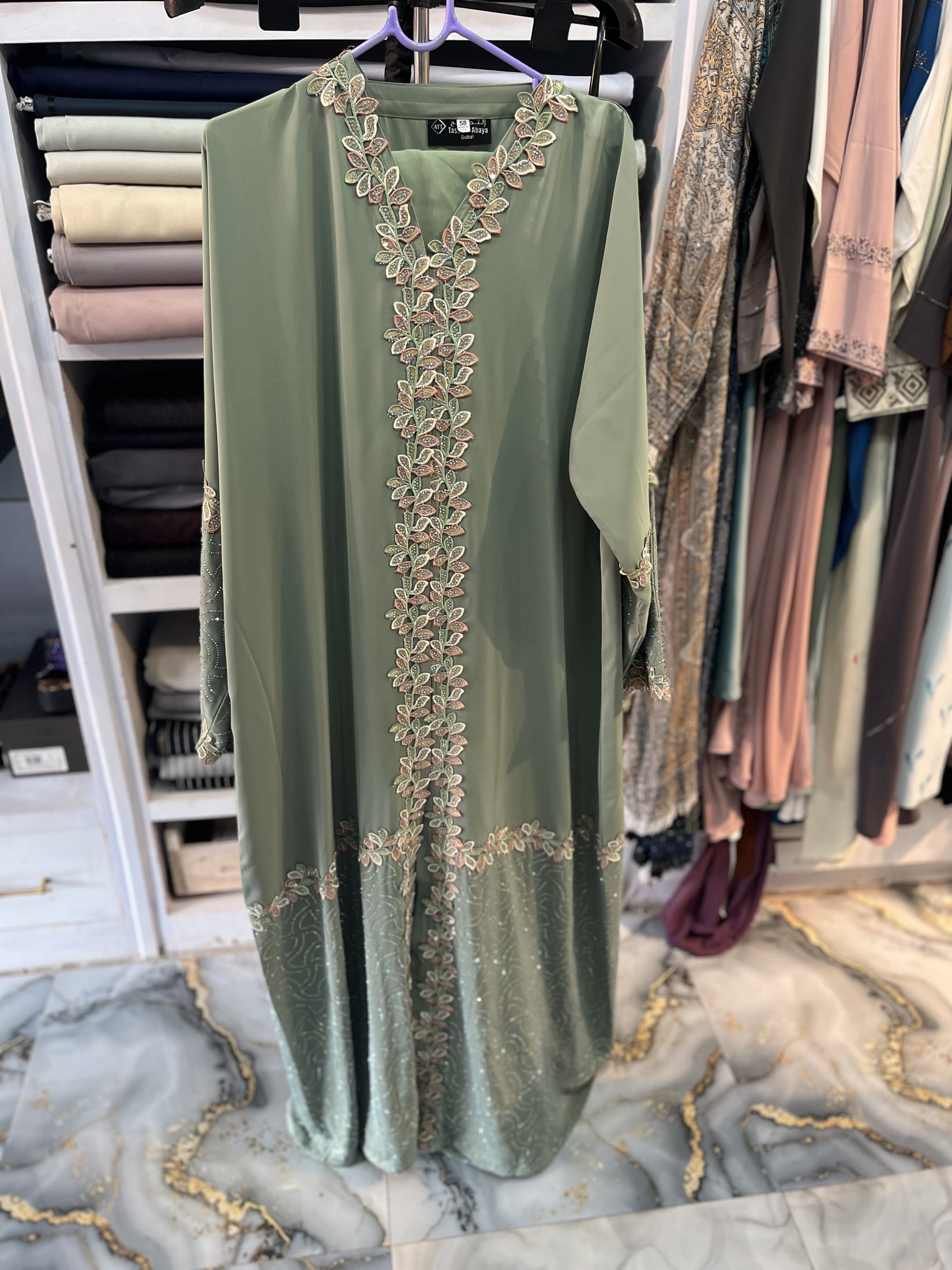 Sage Embellished Jalabiya